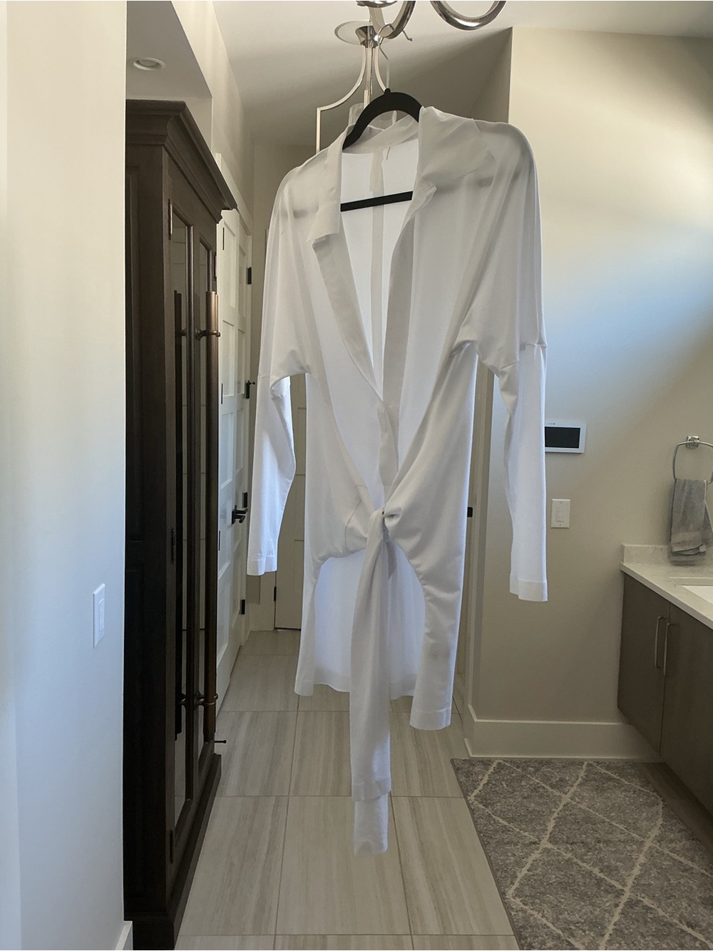Norma Kamali White Tie-Front Lightweight Trench
